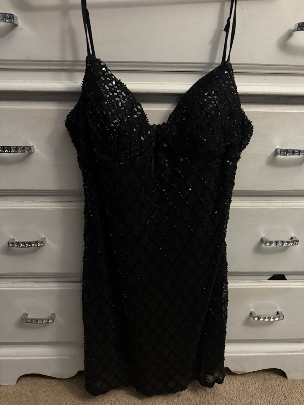 Black Beaded Slip Dress - Elegant Evening Dress